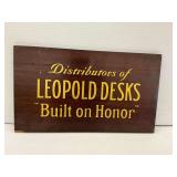 Leopold Desks Wooden Advertising Sign