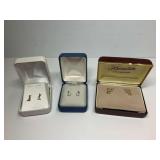 3 Pairs of Gold Earrings with Boxes