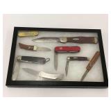 Eight Pocket Knives with Display Case