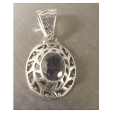925 Sterling Silver and Blue Corundum Pendant