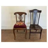 Two Wooden Chairs with Decorative Details