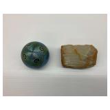 Art Glass Paperweight with Don DeMott Signed Onyx Slab