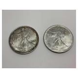 Two 1993 American Silver Eagle Coins