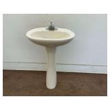 Ivory Color Pedestal Sink with Faucet