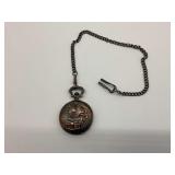 Train Embossed Pocket Watch