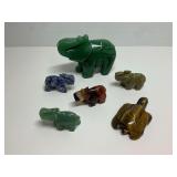 Six Carved Stone Animal Figurines