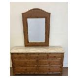 Faux Bamboo & Wicker Front Dresser with Mirror...see description