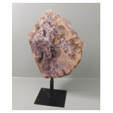 Amethyst Mineral Specimen with Metal Stand