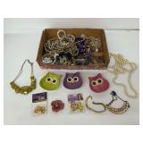 Mixed Jewelry and Owl Dish Group