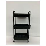 Gray Plastic Three-Tier Rolling Cart