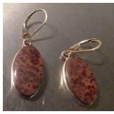 Pair of Dendritic Jasper Earrings in Sterling Silver Settings