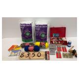 Crafting and Household Items Group with Yarn, Numbers, and Sewing Supplies