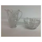 2 Piece Crystal Swan Design Pitcher and Bowl Group