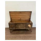 Wooden Storage Chest with Carved Detail