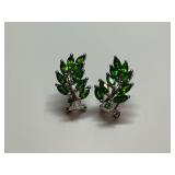 Pair of Sterling Silver Earrings with Green Gemstones