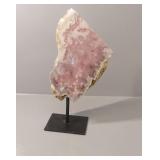 Pink Amethyst Mineral Slab on Metal Stand