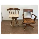 Wooden Swivel Desk Chair and Swivel Barstool