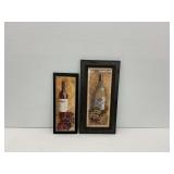 Two Framed Prints with Wine Bottle Designs