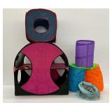 Cat Play Items Including Cube Shaped House and Tunnels