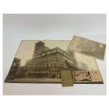 Four Vintage Ephemera Items Including Building Poster, Map of China, and Paint Flyer