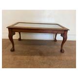 Wooden Coffee Table with Glass Top