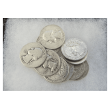 Ten United States 1964 or Before Silver Washington Quarters
