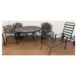 Cast Aluminum Outdoor Dining Set with Lounger