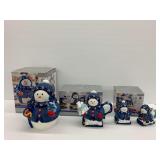 Home Trends Homespun Holiday Blue Snowman Group …Cookie Jar, Teapot, and Sugar Creamer Set