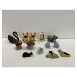 Ceramic Figurines and Bell: Various Animals and Birds