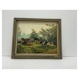R. E. Gilbert Cows in Pasture Painting