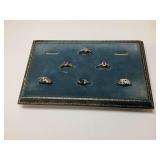 Six Sterling Silver Rings with Various Gemstones...Sizes 6.5 to 7