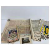 Vintage Maps, Postcards, Program, and Calendar Group
