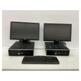 Two HP Compaq Pro 6300 SFF Computers with HP W2072a LCD Monitors and One Logitech MK320 Keyboard