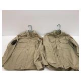 Two WWII Era U.S. Army Khaki Color Shirts with Patches