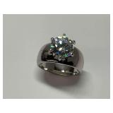 Sterling Silver Solitaire 9mm Brilliant Cut Cz Gemstone Ring...Size 6