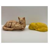Two Cat Figurines…Gray and Yellow