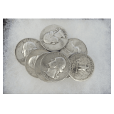 Ten United States 1964 or Before Silver Washington Quarters