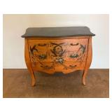 Floral Decorated Bombay Style Three-Drawer Wooden Chest
