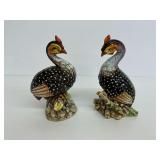 Pair of Ceramic Guinea Fowl Figurines Marked Italy