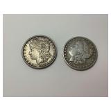 Two Morgan Silver Dollars