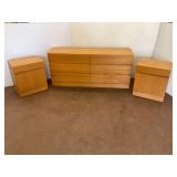Wooden Dresser with Two Nightstands...see photos for condituion