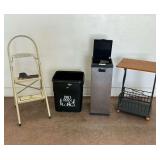 Four Household Items Including Ladder and Trash Can