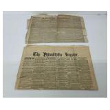 Two 1800s Wisconsin Democrat and Philadelphia Inquirer Newspapers