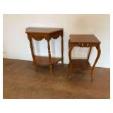 Pair of Wooden Tiered Accent Tables