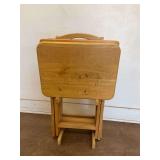 Set of Four Wooden Folding TV Tray Tables