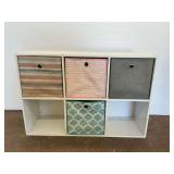 Wooden Storage Unit with Four Drawers and Two Open Compartments