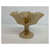 Hand Painted Fenton Custard Glass Compote