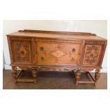 Ornate Wooden Buffet with Drawers and Cabinets