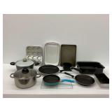 Group of Cookware Including Metro Stainless Steel Pot with Glass Lid