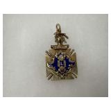 1930s-40s Knights of Pythias Gold Filled and Enamel 1.75 in. Fraternal Watch Fob